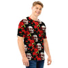 Red Rose Skull Men T Shirt-grizzshop