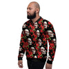 Red Rose Skull Men's Bomber Jacket-grizzshop