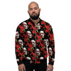 Red Rose Skull Men's Bomber Jacket-grizzshop