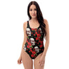 Red Rose Skull One Piece Swimsuite-grizzshop