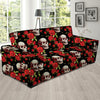 Red Rose Skull Sofa Cover-grizzshop