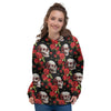 Red Rose Skull Women's Hoodie-grizzshop