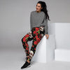 Red Rose Skull Women's Joggers-grizzshop