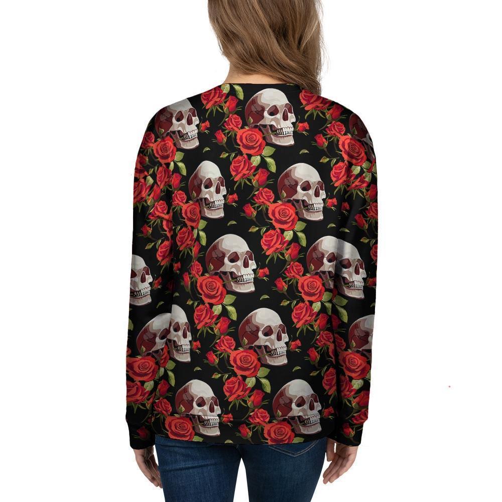 Red Rose Skull Women's Sweatshirt-grizzshop