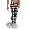 Red Roses And Argyle Print Pattern Men's Leggings-grizzshop