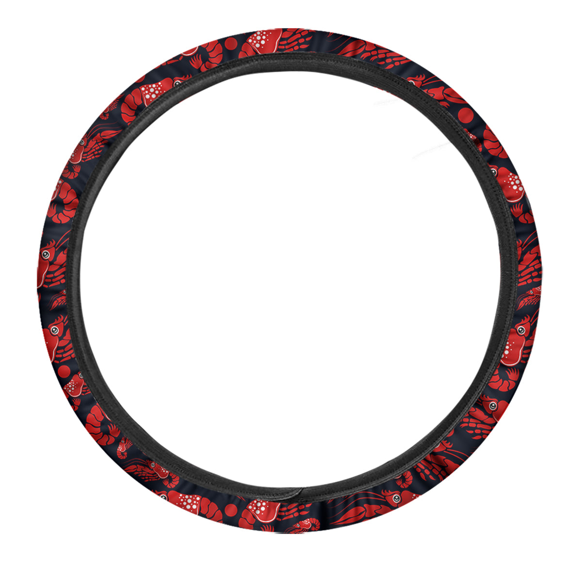 Red Shrimps Print Pattern Car Steering Wheel Cover-grizzshop