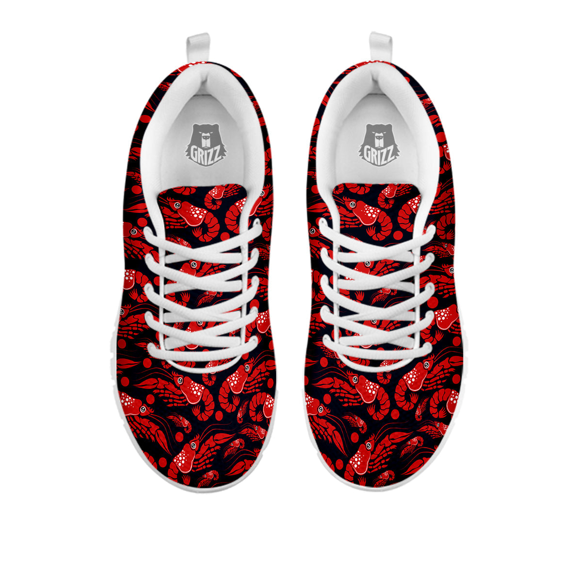 Red Shrimps Print Pattern White Sneaker-grizzshop