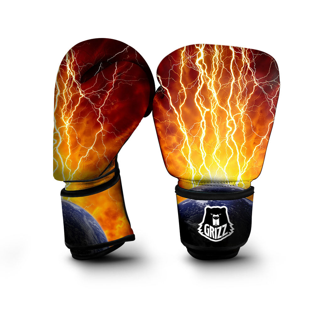 Red Sky With Lightnings Print Boxing Gloves-grizzshop