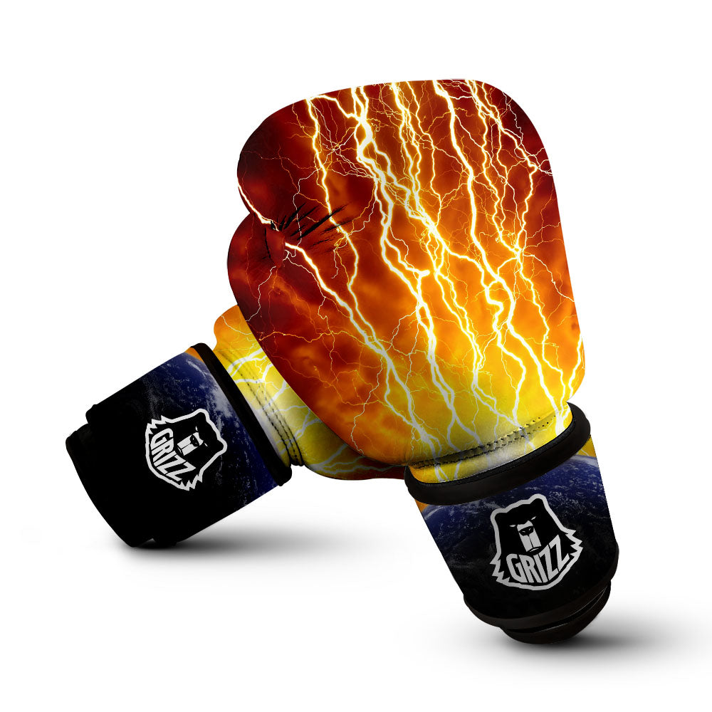 Red Sky With Lightnings Print Boxing Gloves-grizzshop