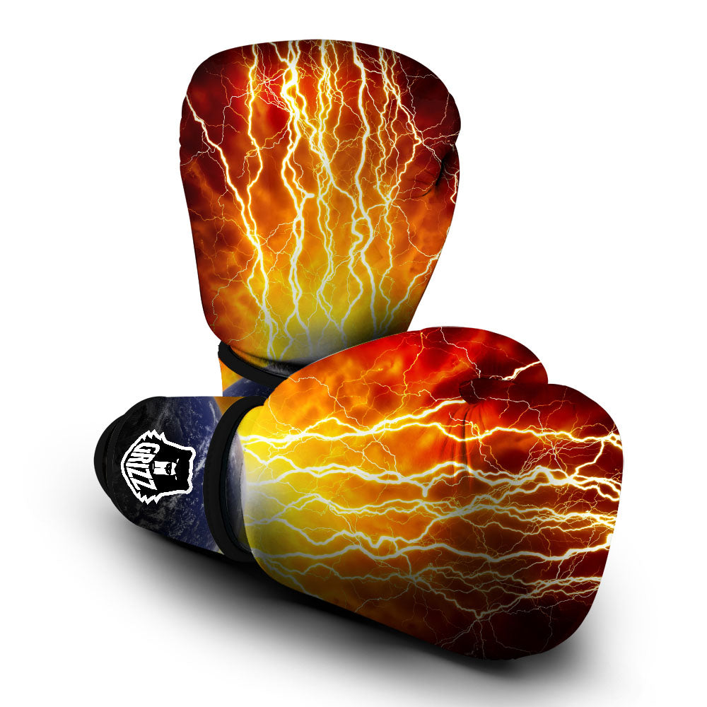 Red Sky With Lightnings Print Boxing Gloves-grizzshop