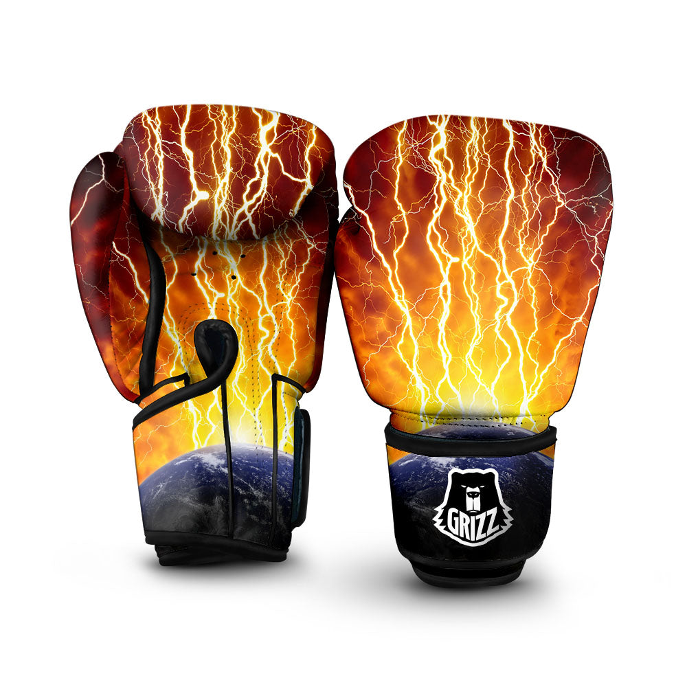 Red Sky With Lightnings Print Boxing Gloves-grizzshop