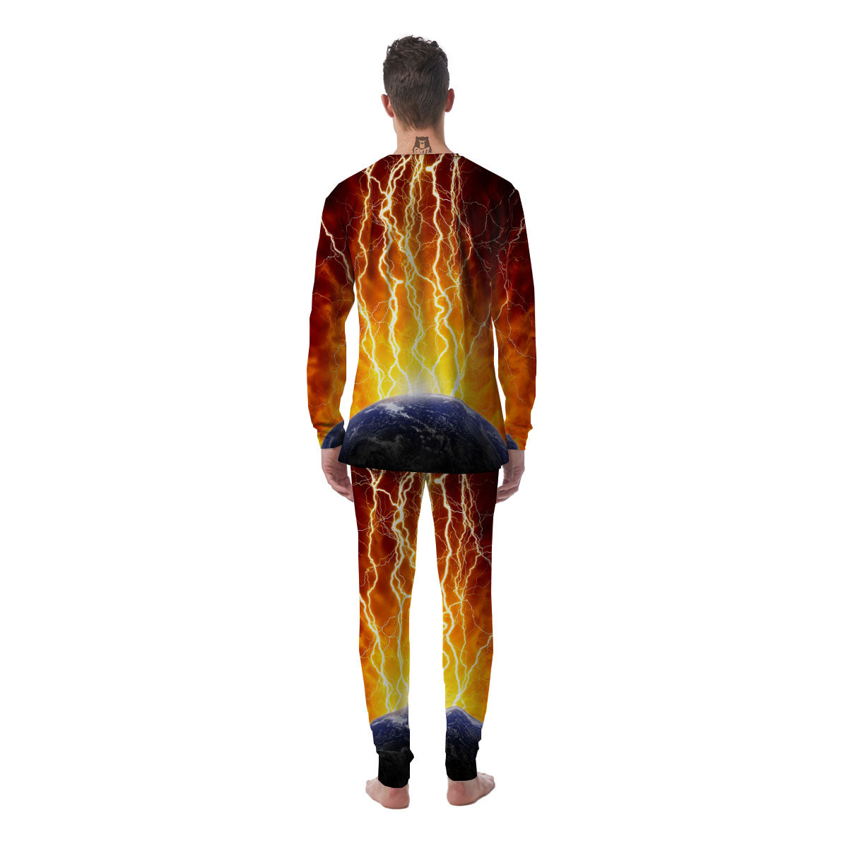 Red Sky With Lightnings Print Men's Pajamas-grizzshop