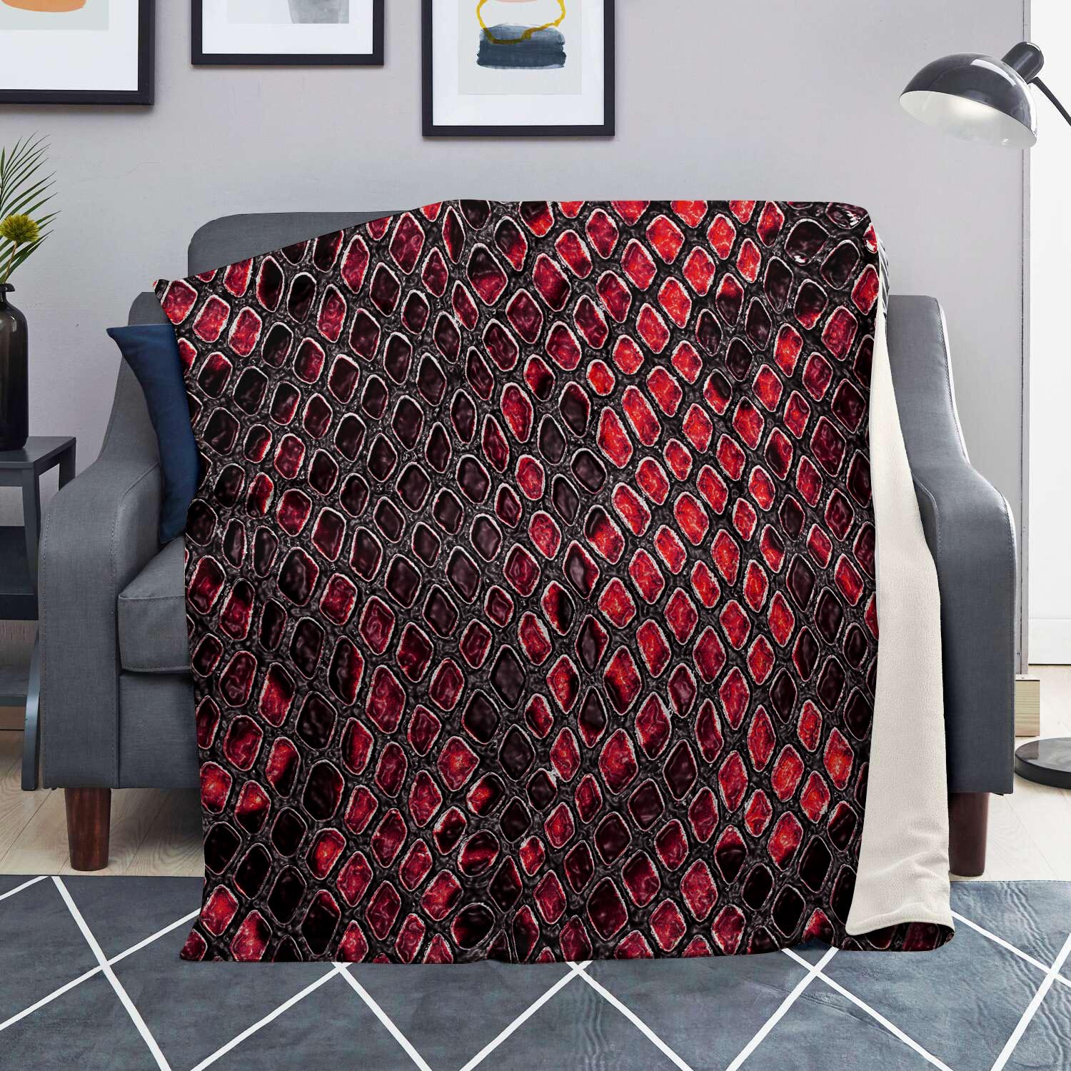 Red Snakeskin print Blanket-grizzshop