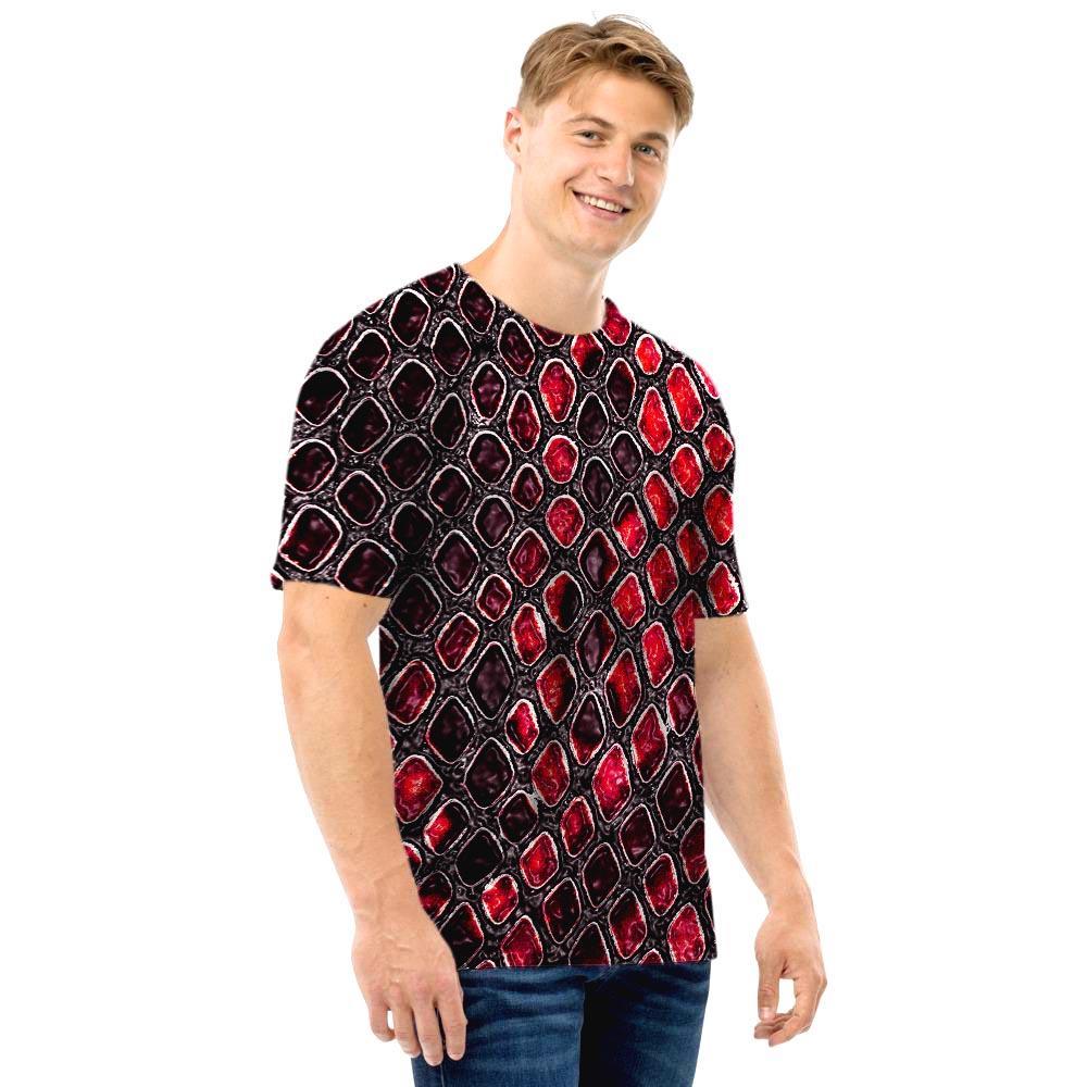 Red Snakeskin print Men T Shirt-grizzshop