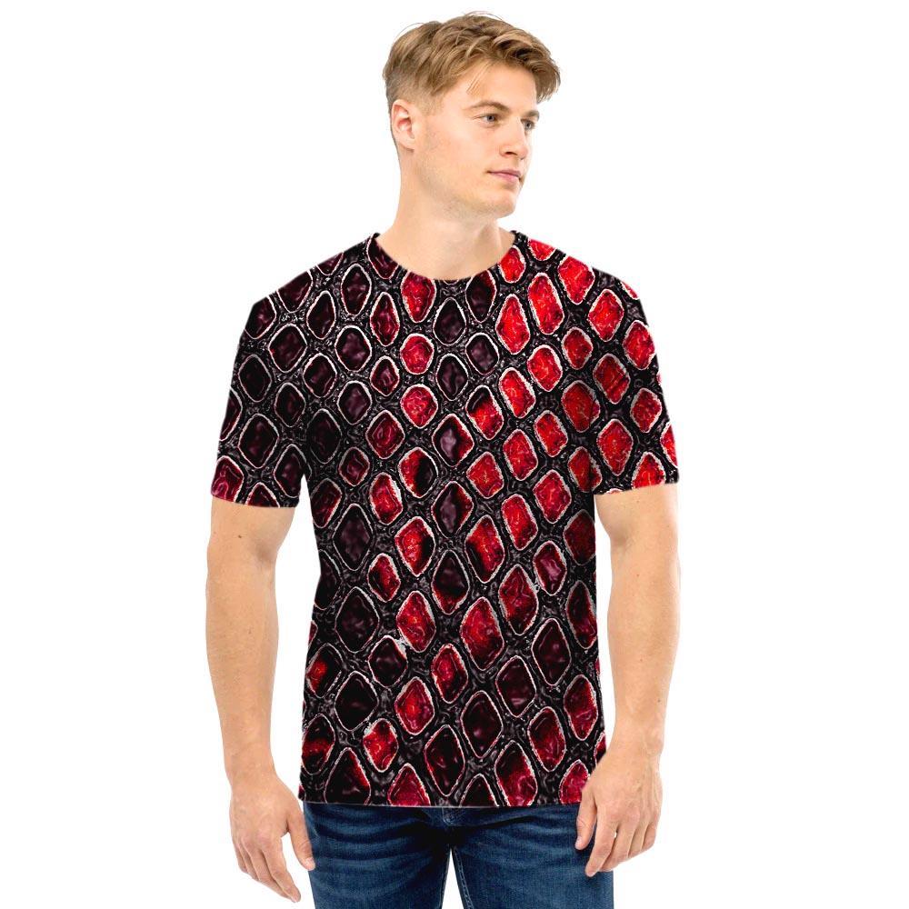 Red Snakeskin print Men T Shirt-grizzshop