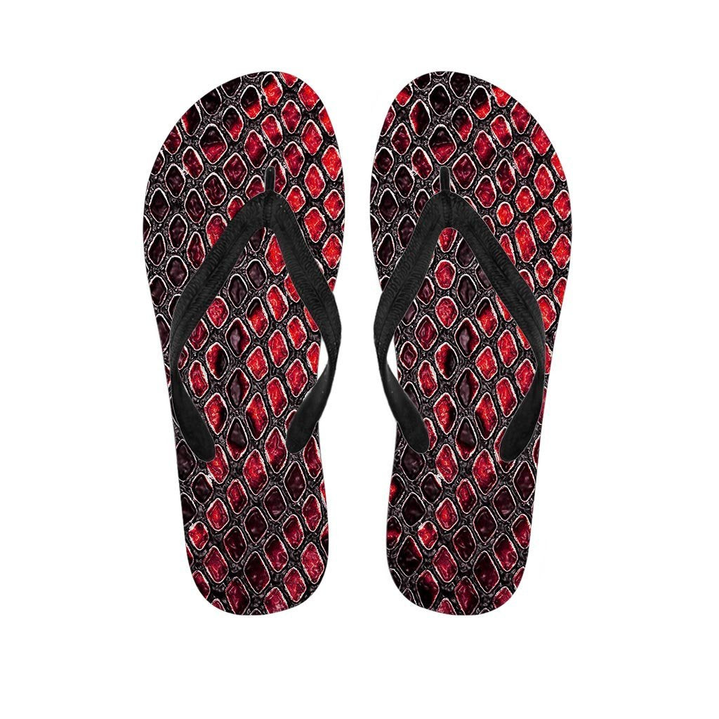 Red Snakeskin print Men's Flip Flops-grizzshop