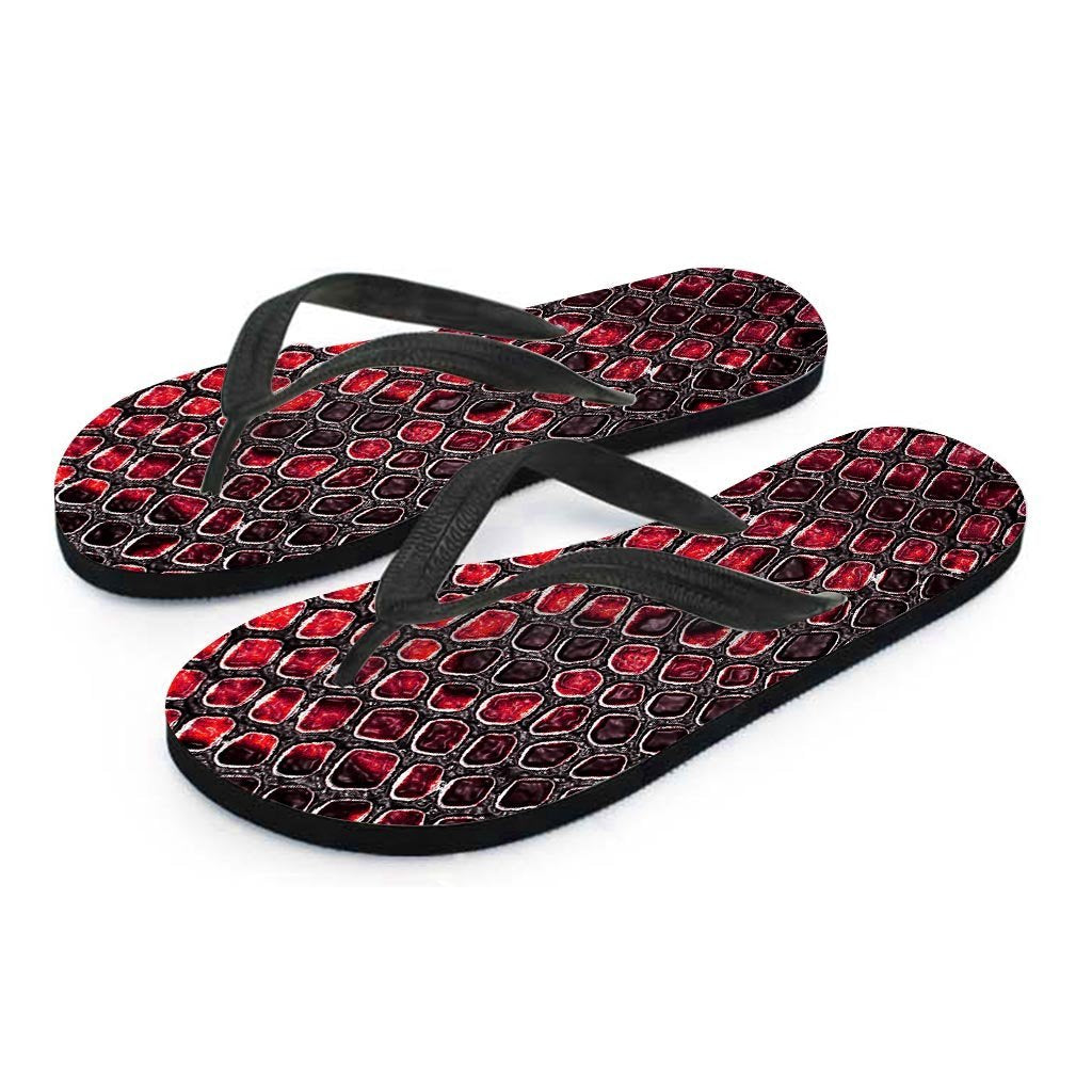 Red Snakeskin print Men's Flip Flops-grizzshop