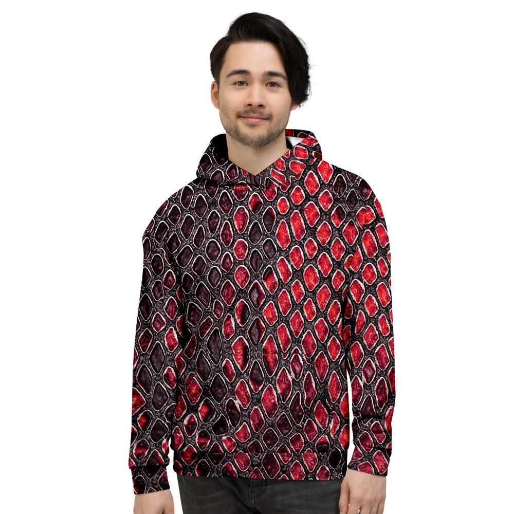 Red Snakeskin print Men's Hoodie-grizzshop