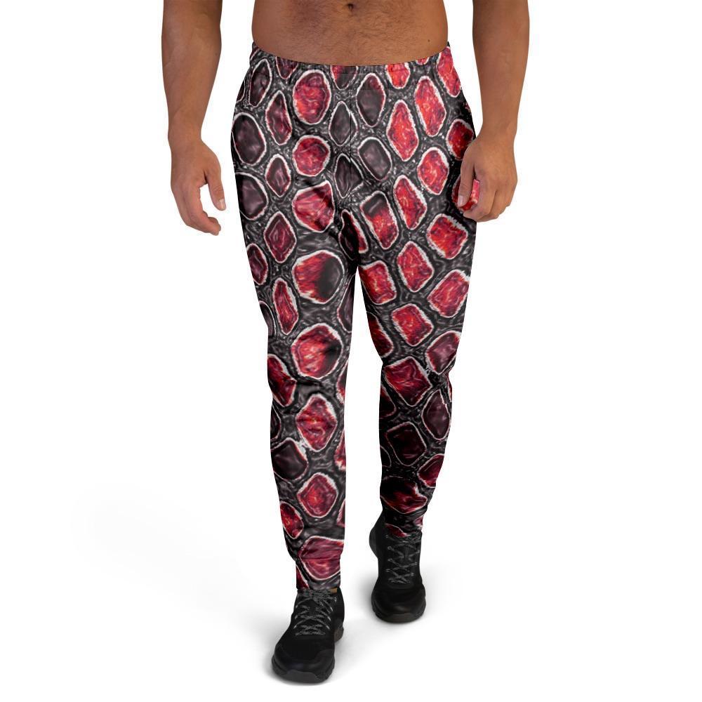Red Snakeskin print Men's Joggers-grizzshop