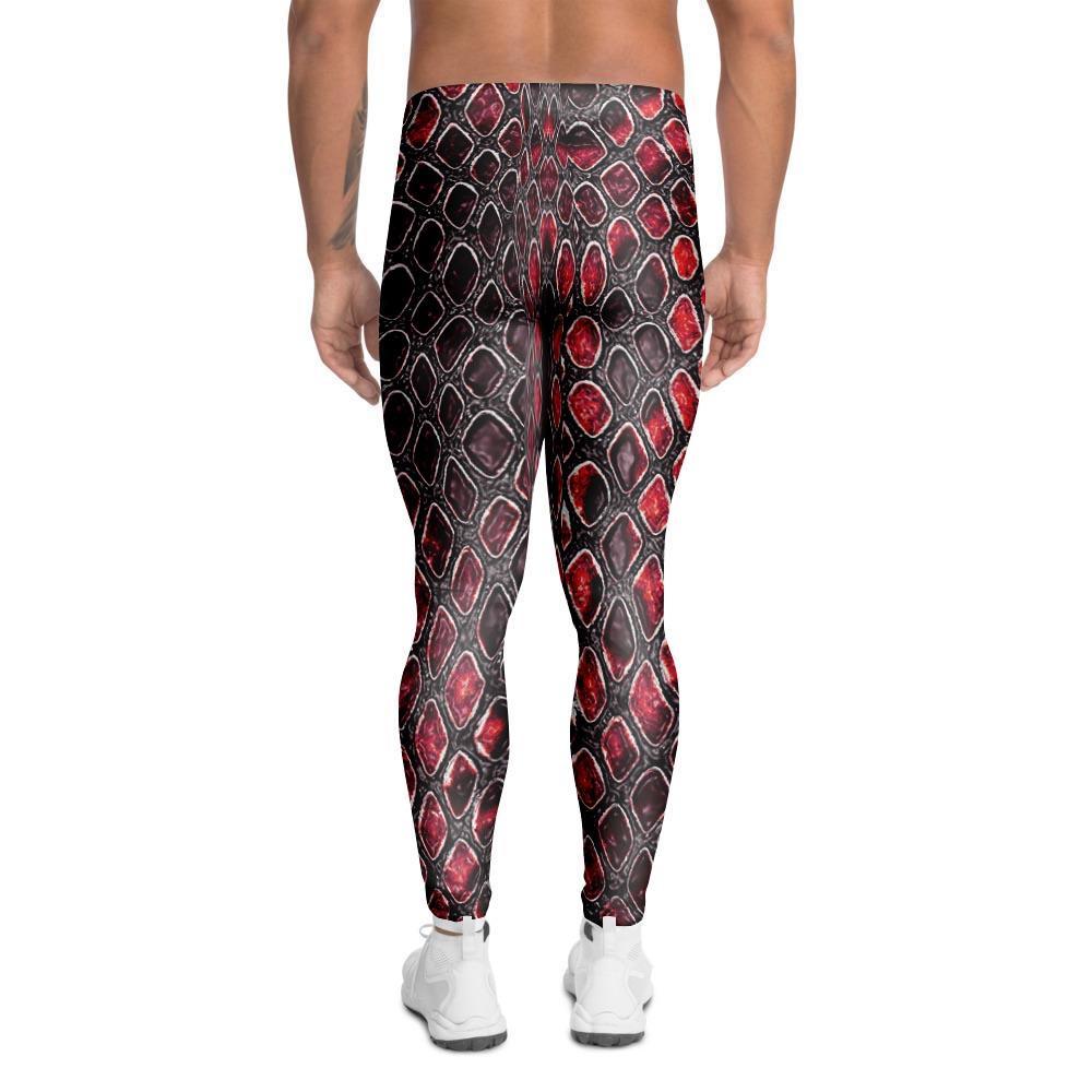 Red Snakeskin print Men's Leggings-grizzshop