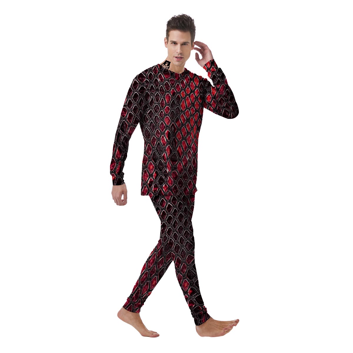 Red Snakeskin print Men's Pajamas-grizzshop