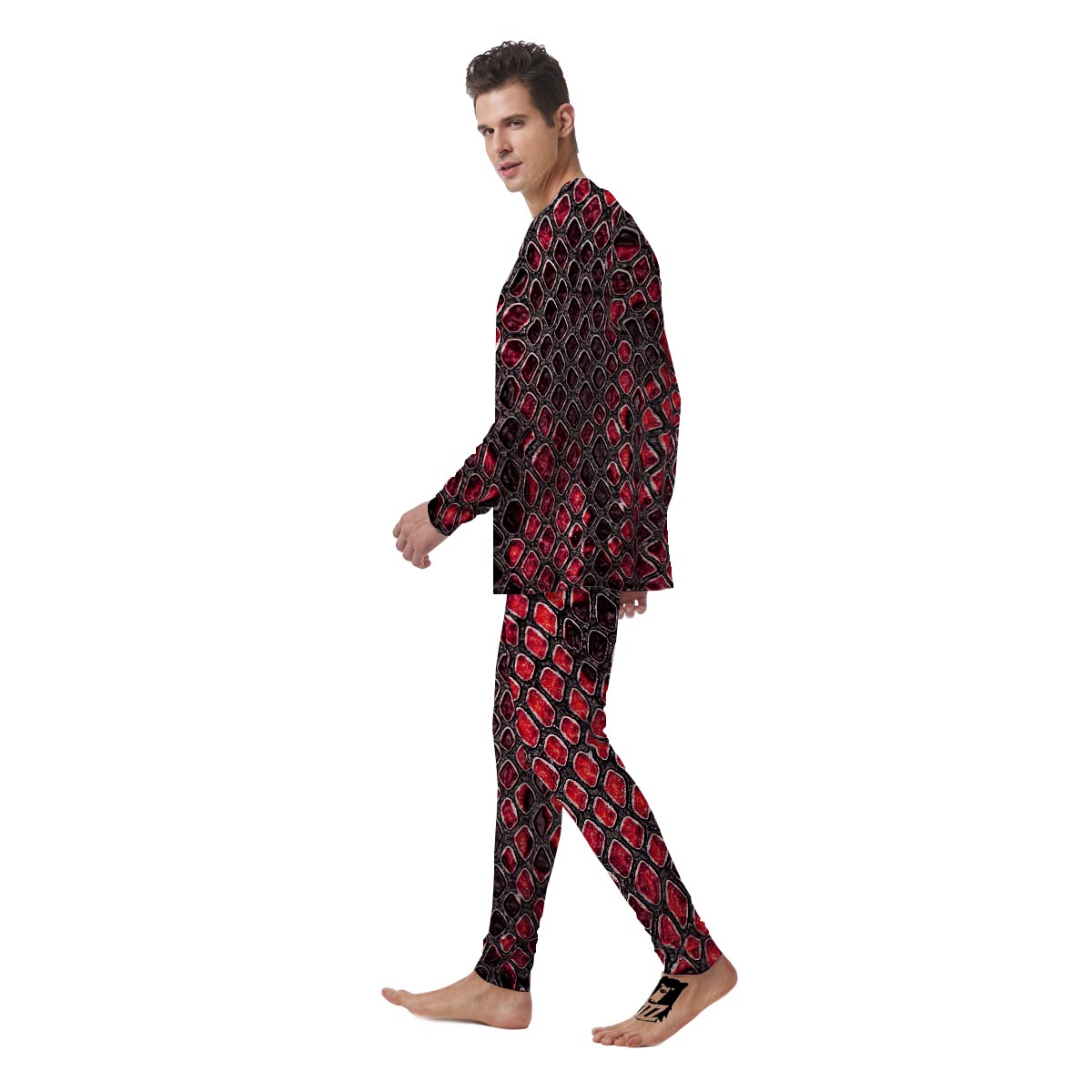 Red Snakeskin print Men's Pajamas-grizzshop