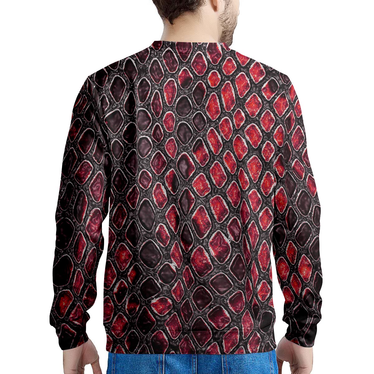 Red Snakeskin print Men's Sweatshirt-grizzshop