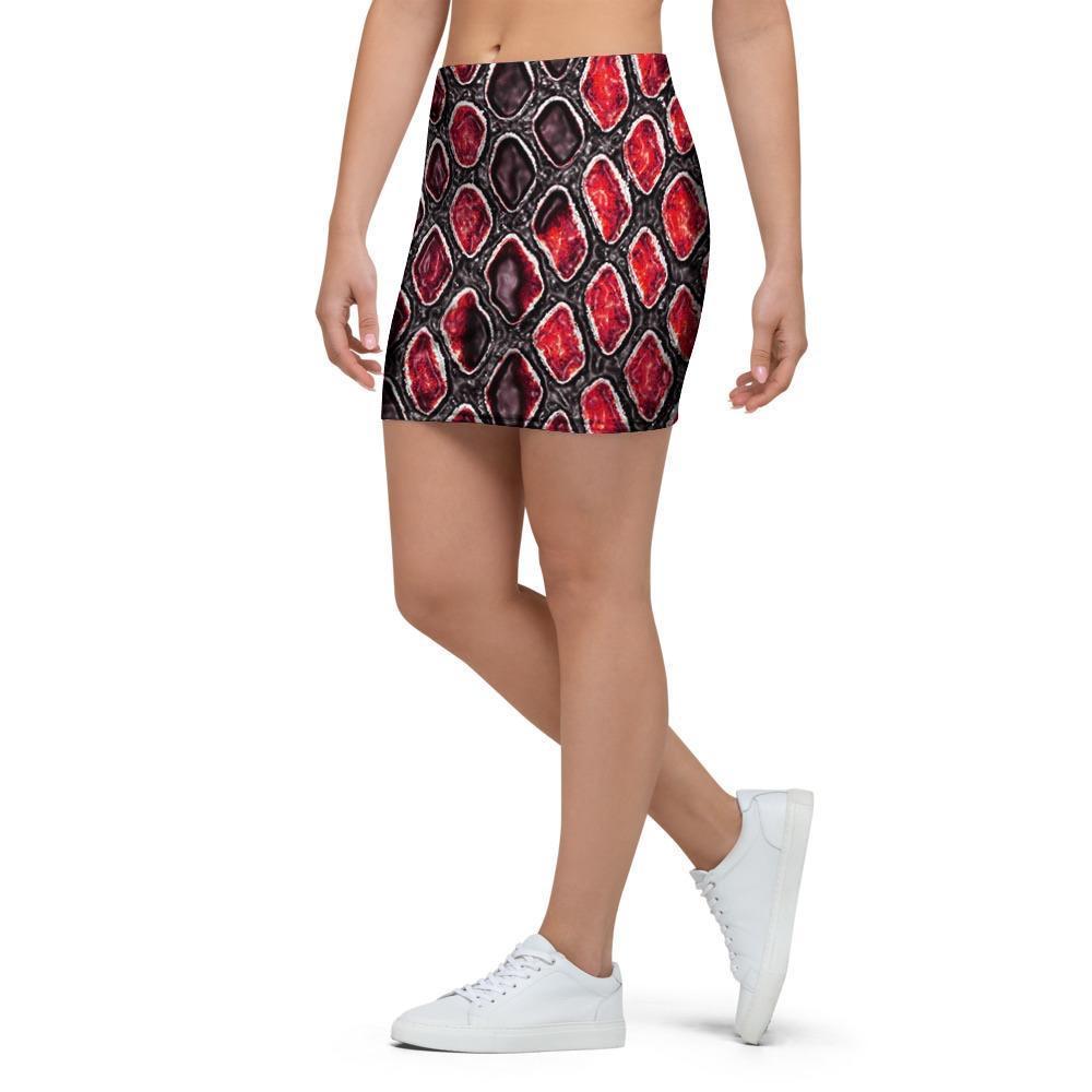 Red Snakeskin print Mini Skirt-grizzshop