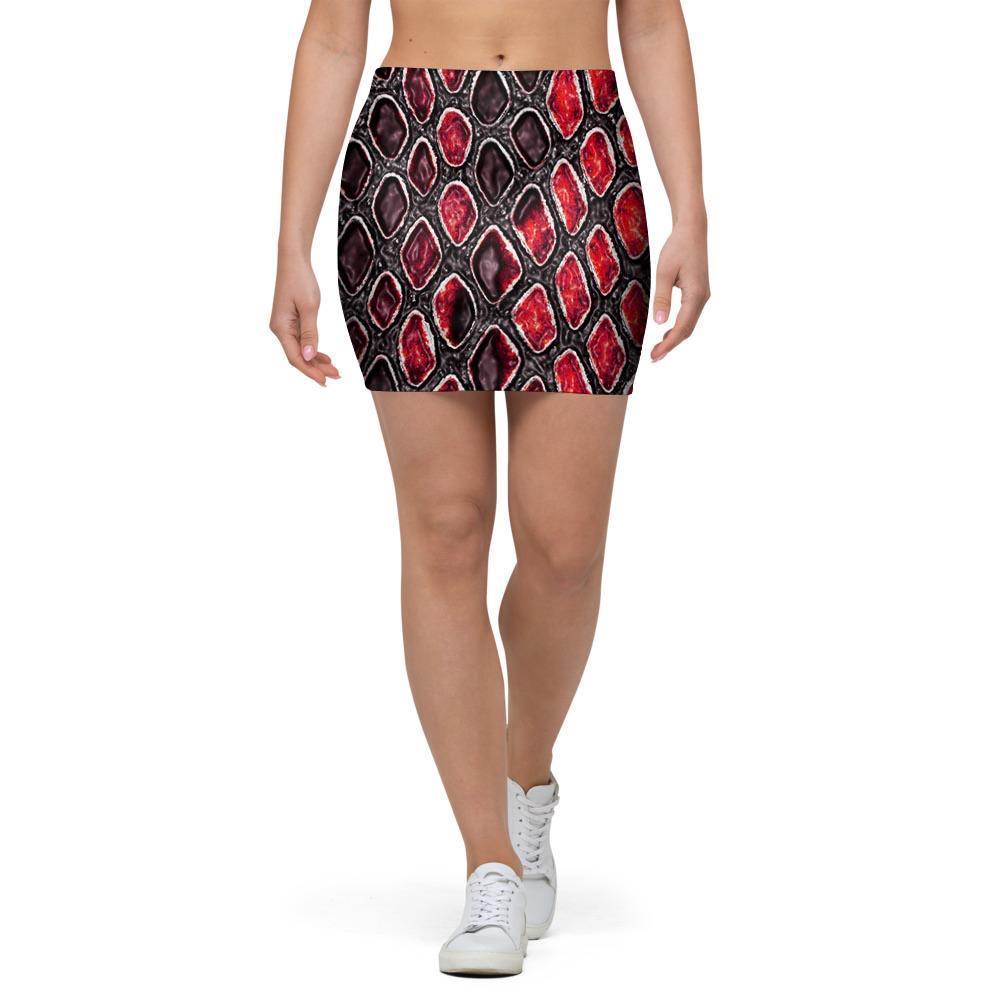 Red Snakeskin print Mini Skirt-grizzshop