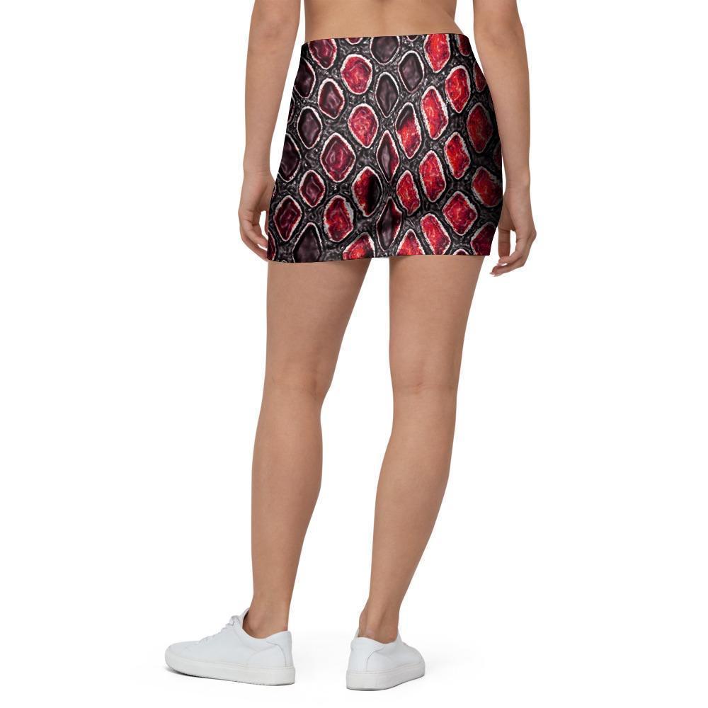 Red Snakeskin print Mini Skirt-grizzshop