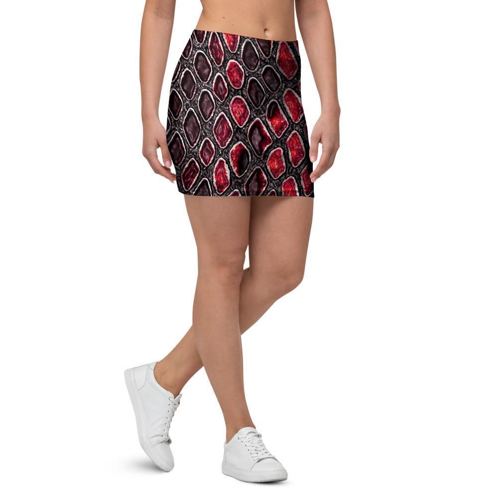 Red Snakeskin print Mini Skirt-grizzshop