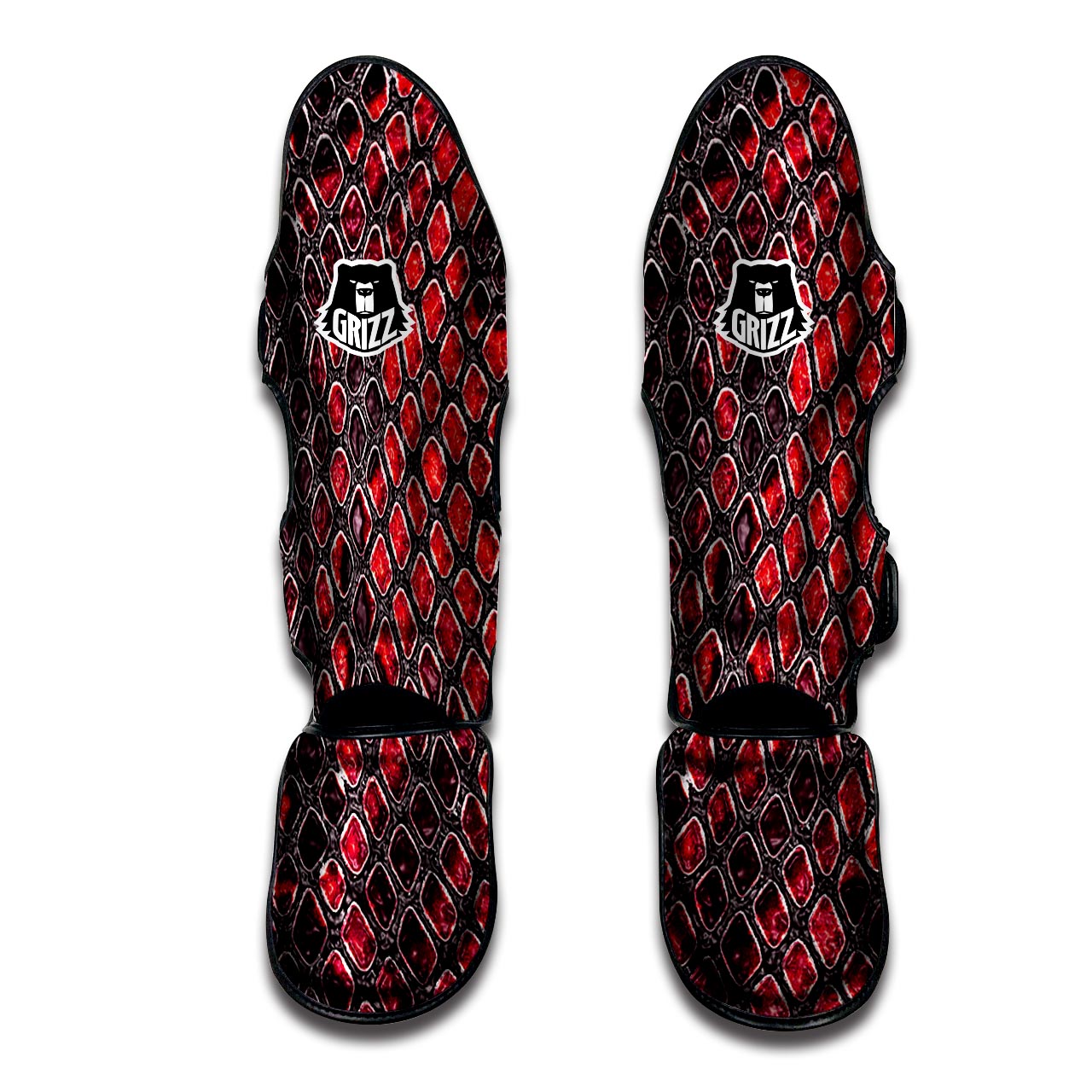 Red Snakeskin print Muay Thai Shin Guard-grizzshop