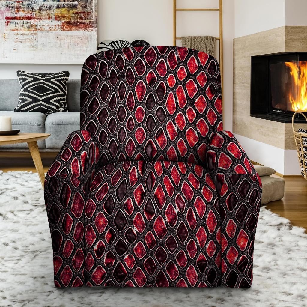 Red Snakeskin print Recliner Cover-grizzshop