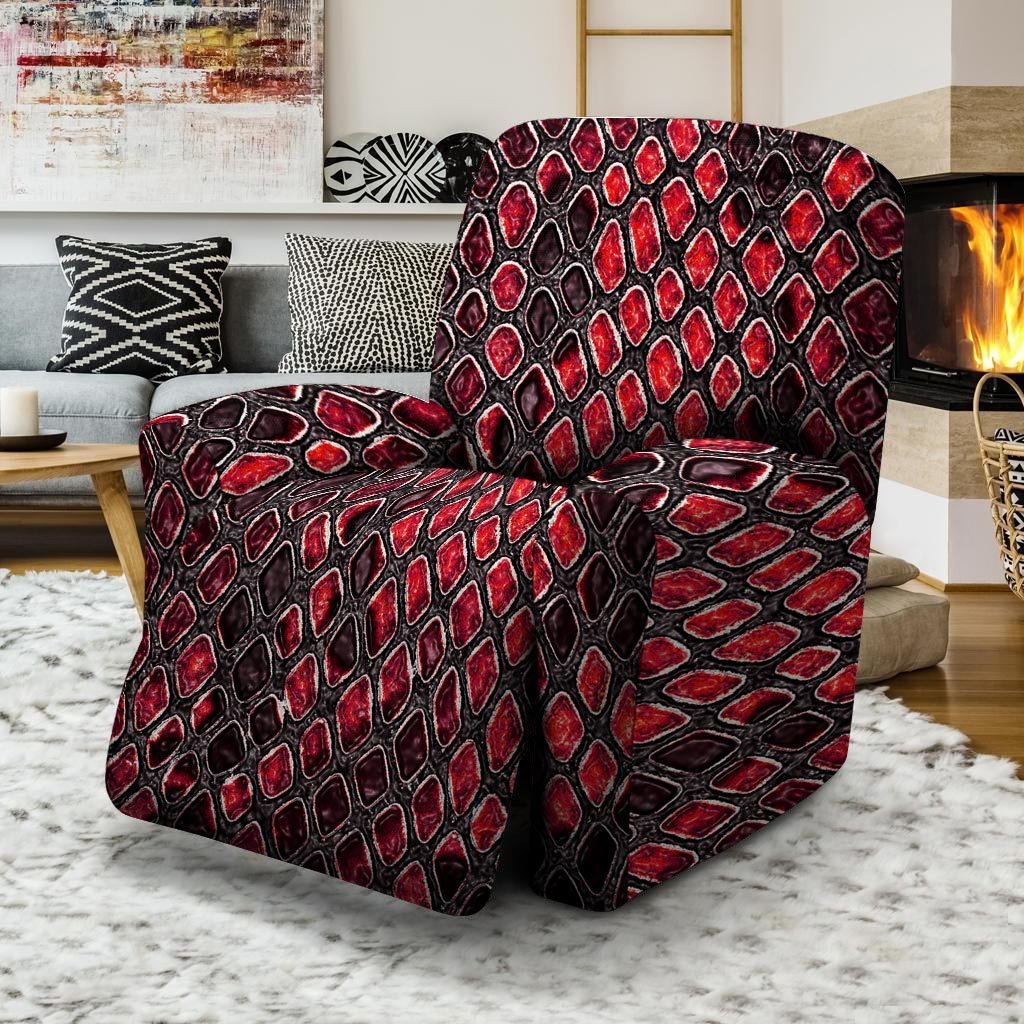 Red Snakeskin print Recliner Cover-grizzshop