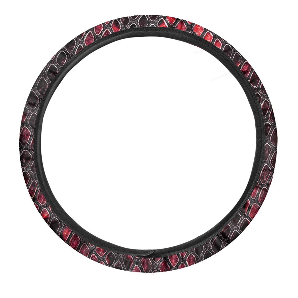 Red Snakeskin print Steering Wheel Cover-grizzshop