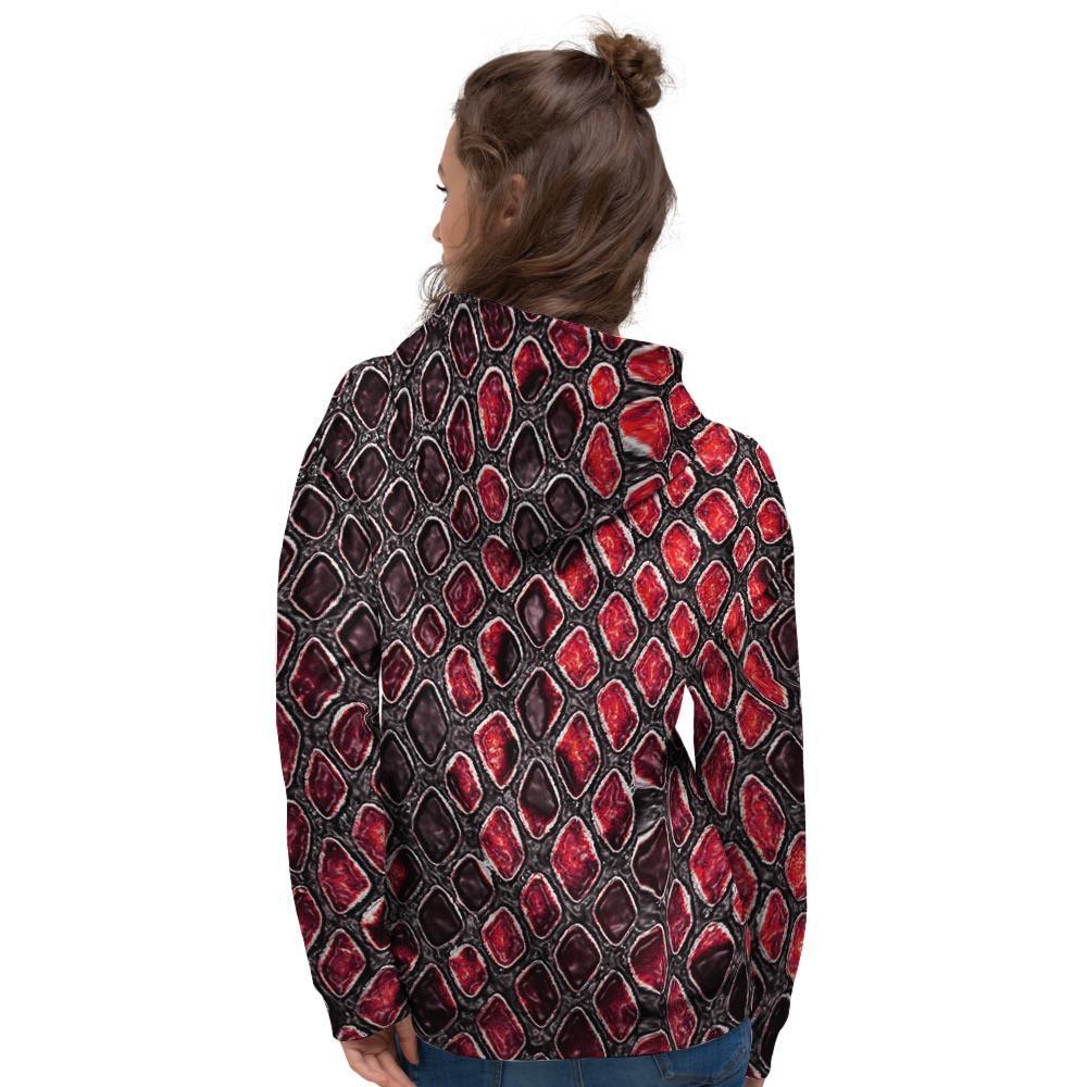 Red Snakeskin print Women's Hoodie-grizzshop