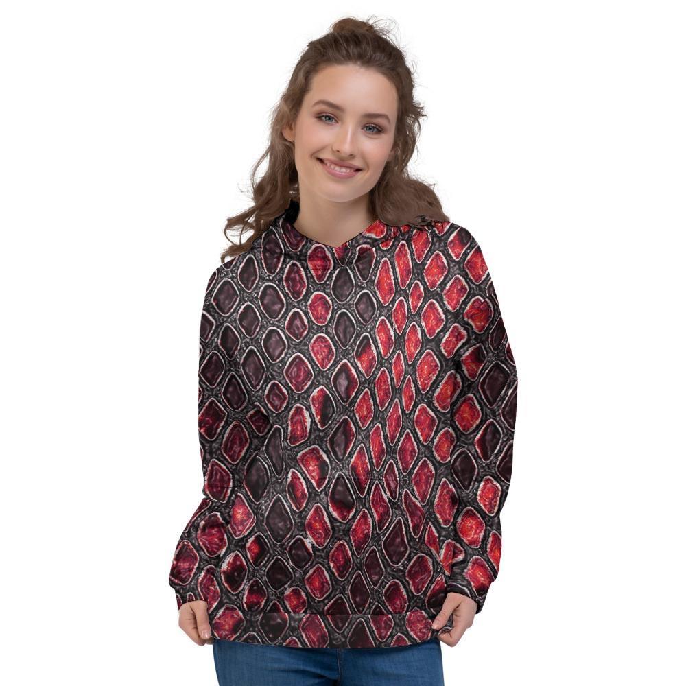 Red Snakeskin print Women's Hoodie-grizzshop