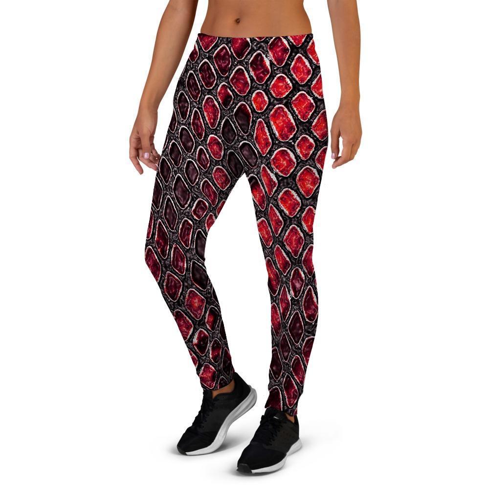 Red Snakeskin print Women's Joggers-grizzshop