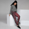 Red Snakeskin print Women's Joggers-grizzshop