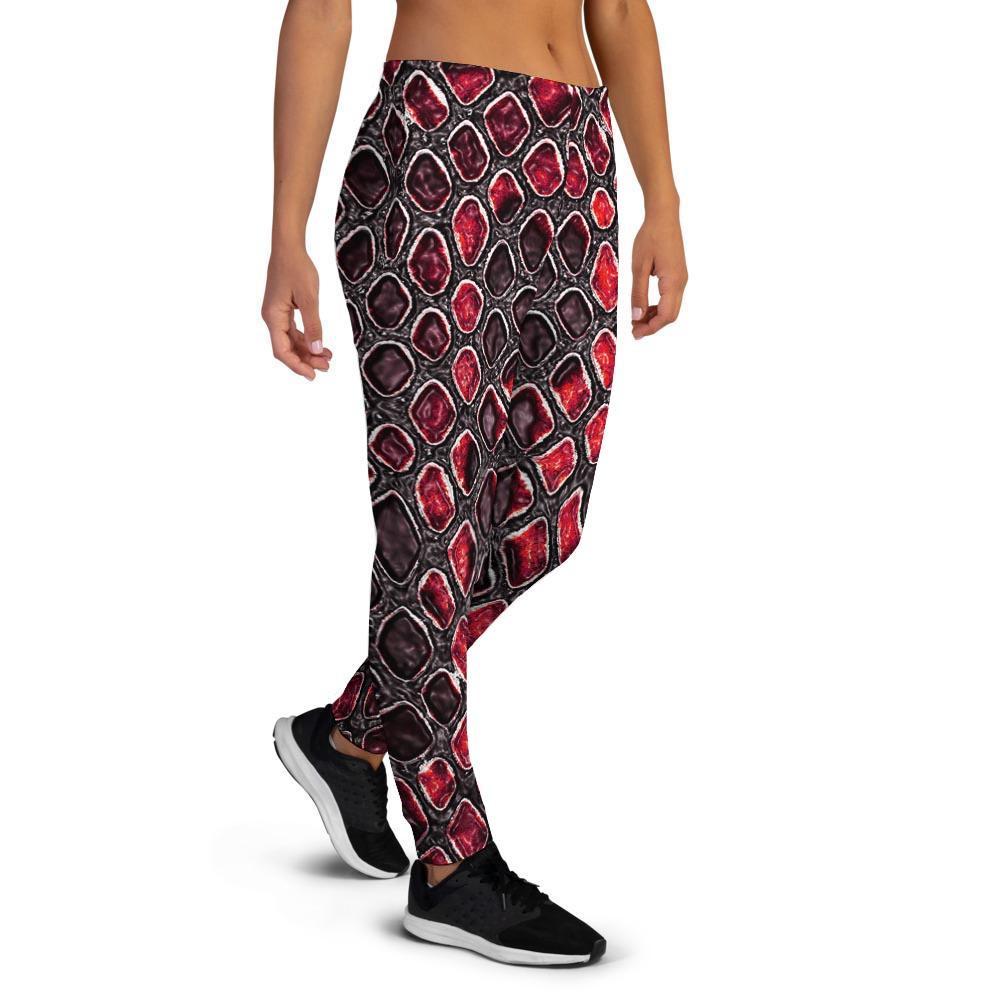 Red Snakeskin print Women's Joggers-grizzshop