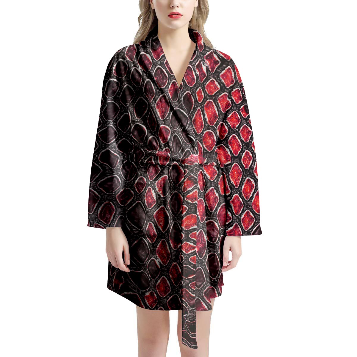 Red Snakeskin print Women's Robe-grizzshop