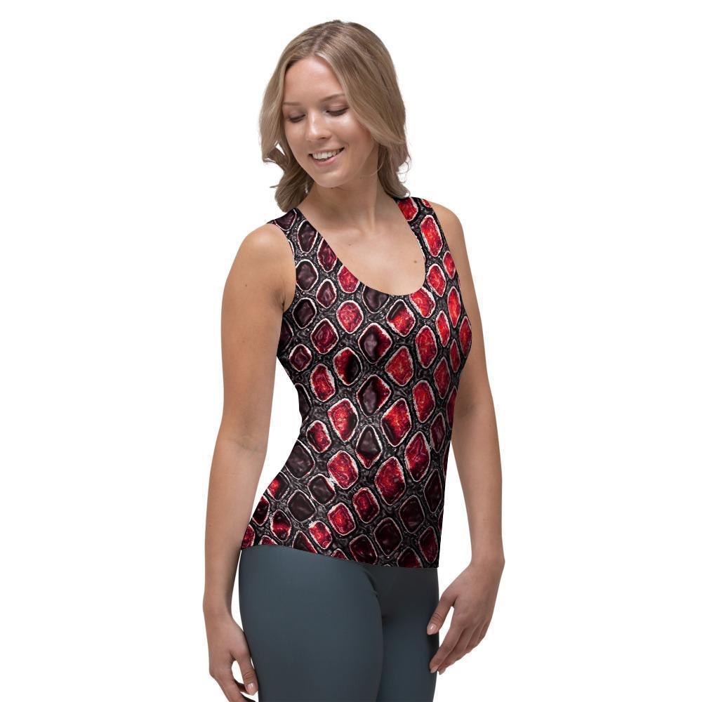 Red Snakeskin print Women's Tank Top-grizzshop