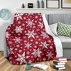 Red Snowflake Pattern Print Blanket-grizzshop