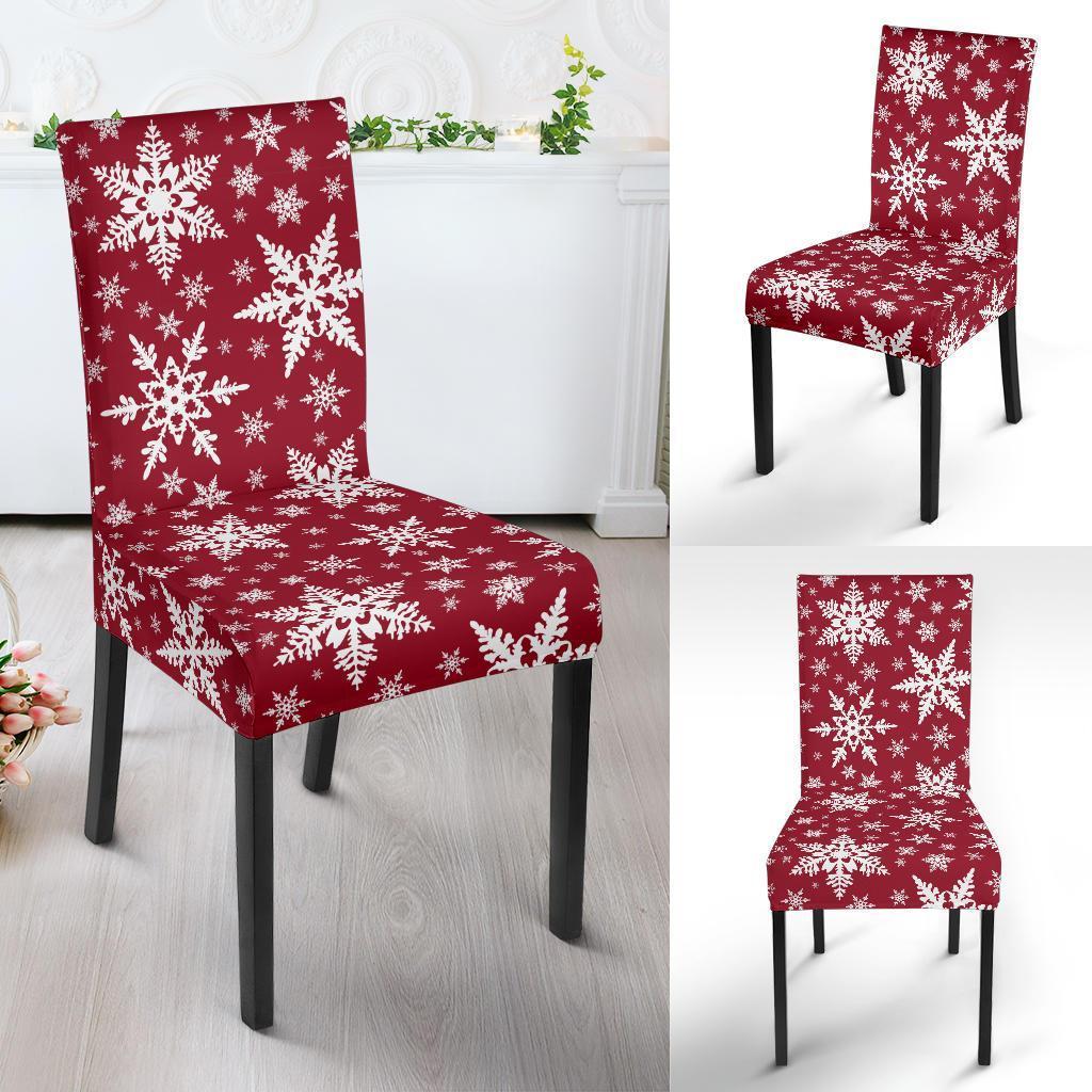 Red Snowflake Pattern Print Chair Cover-grizzshop