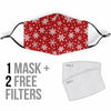 Red Snowflake Pattern Print Face Mask-grizzshop