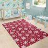 Red Snowflake Pattern Print Floor Mat-grizzshop