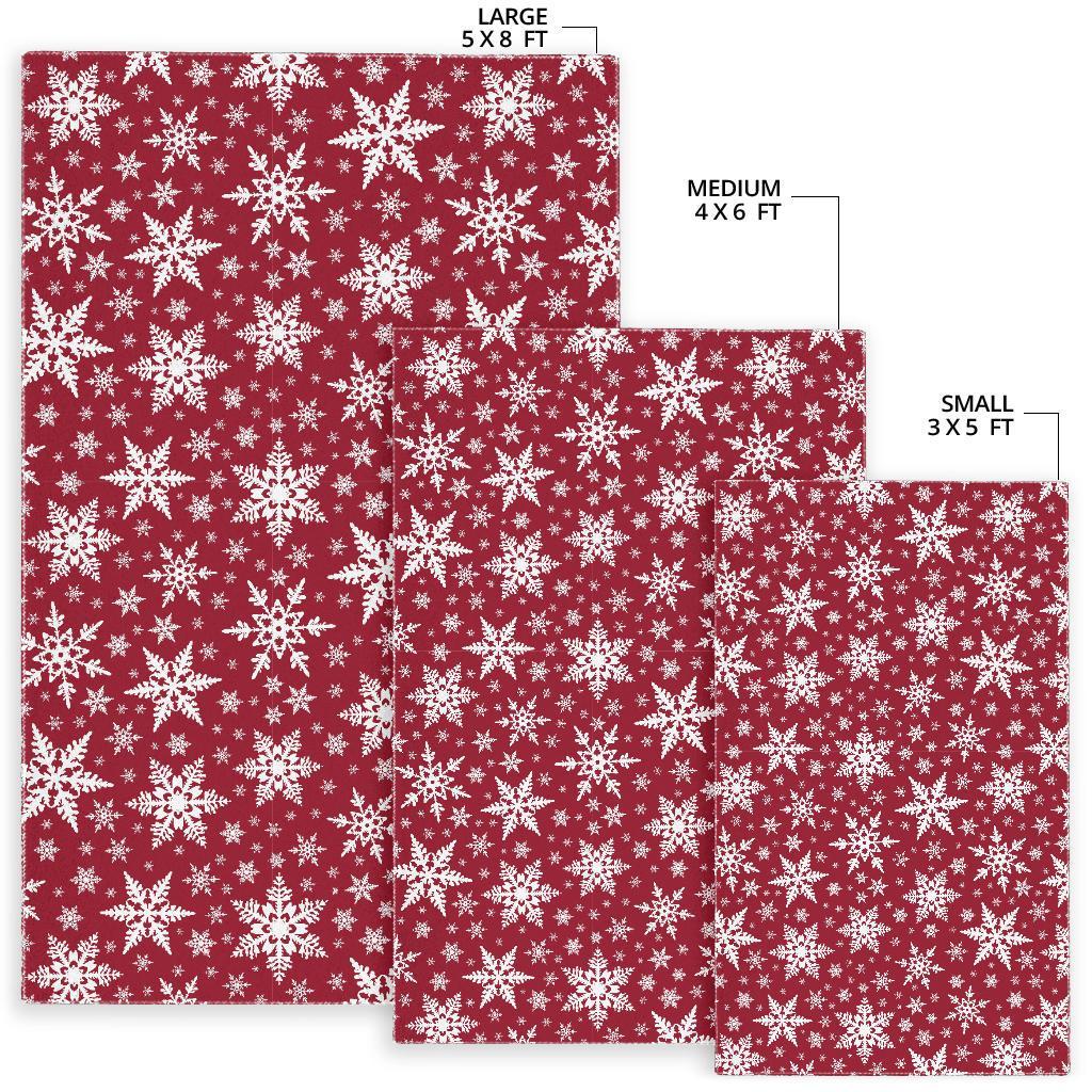 Red Snowflake Pattern Print Floor Mat-grizzshop