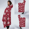 Red Snowflake Pattern Print Hooded Blanket-grizzshop