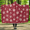 Red Snowflake Pattern Print Hooded Blanket-grizzshop