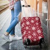 Red Snowflake Pattern Print Luggage Cover Protector-grizzshop